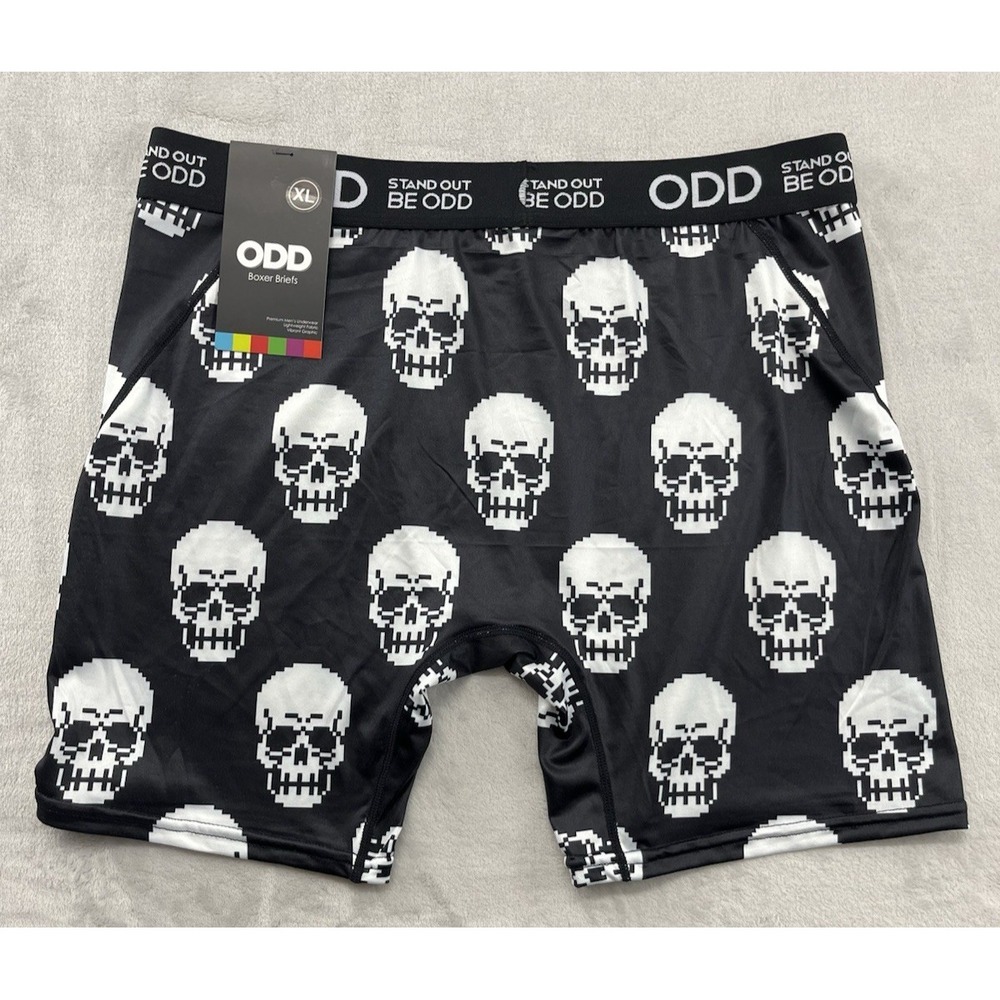 STAND OUT BE ODD Boxer Briefs Men Extra Large White Black Skulls Underwear - Picture 10 of 11